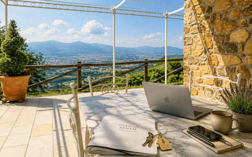 Property owner managing a holiday rental in Tuscany while applying for the Italian National Identification Code (CIN)