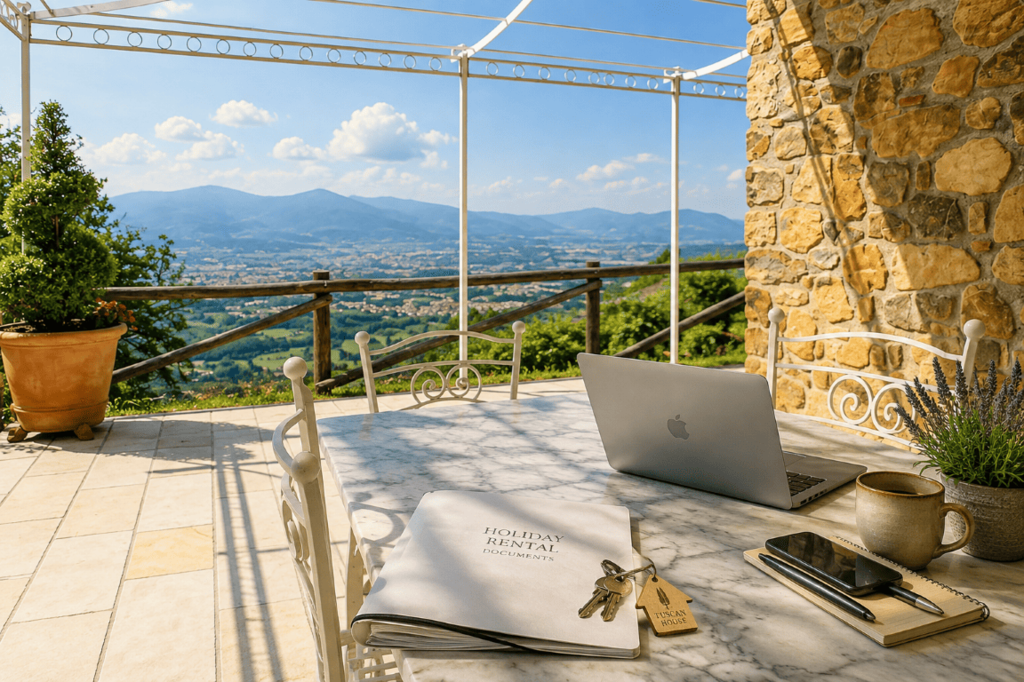 Property owner managing a holiday rental in Tuscany while applying for the Italian National Identification Code (CIN)