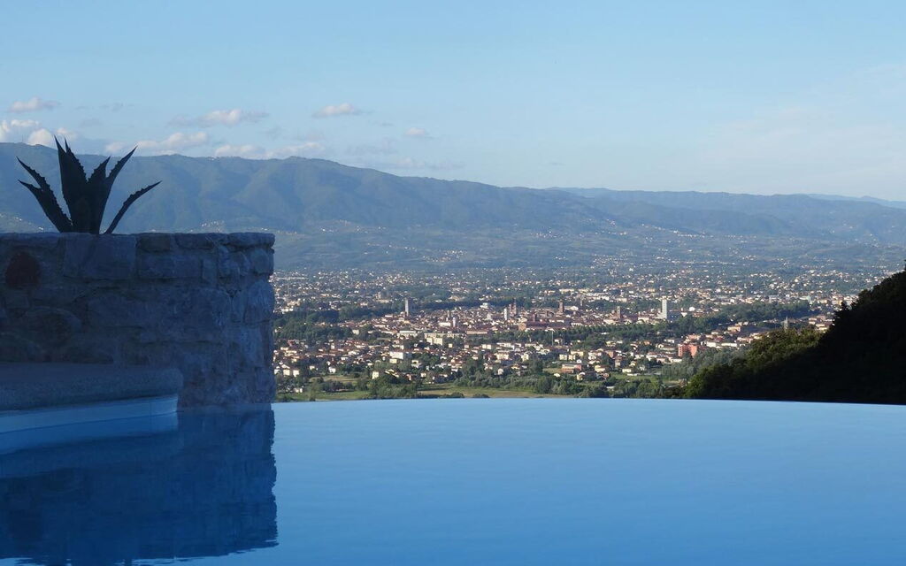 Panoramic view over Lucca from a holiday rental villa in Tuscany
